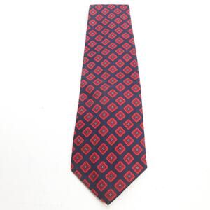 Vintage Montgomery Ward Neck Tie Mens 56 in Navy Blue Red Argyle Olive Argyle